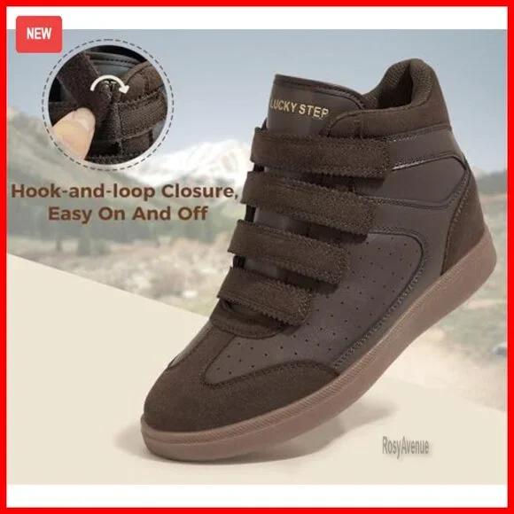 Women's High Top Sneakers with Hidden Height Insole, Hook-and-Loop Closure